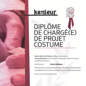 Diplôme chargée de projet costume Kenleur Marion Deshayes